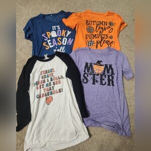 Lot of 4 fall/halloween/Thanksgiving shirts Size S/M